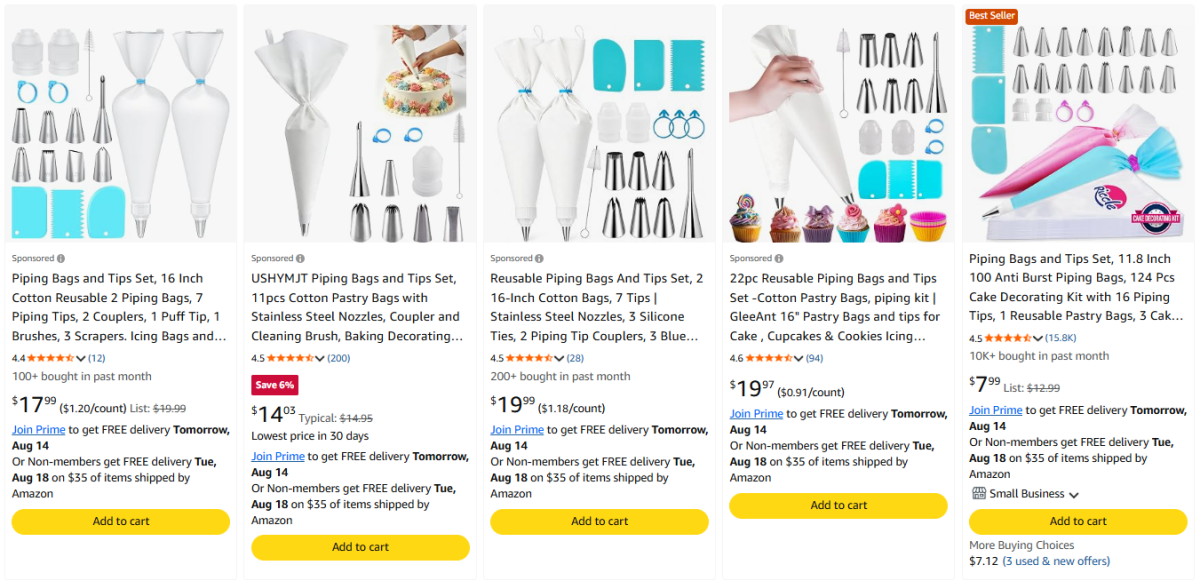 Piping Bags and Tips Sets product examples