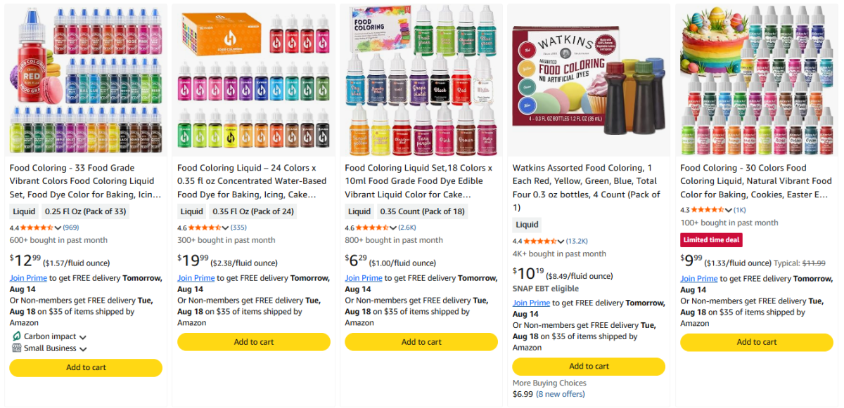 Food Coloring Kits product examples