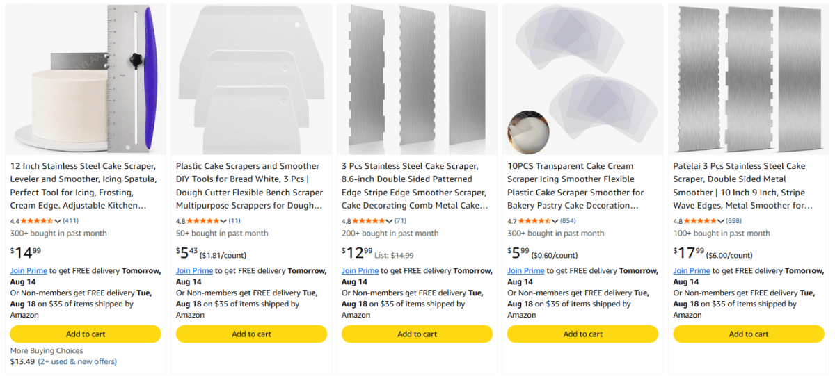 Cake Scrapers and Smoothers product examples