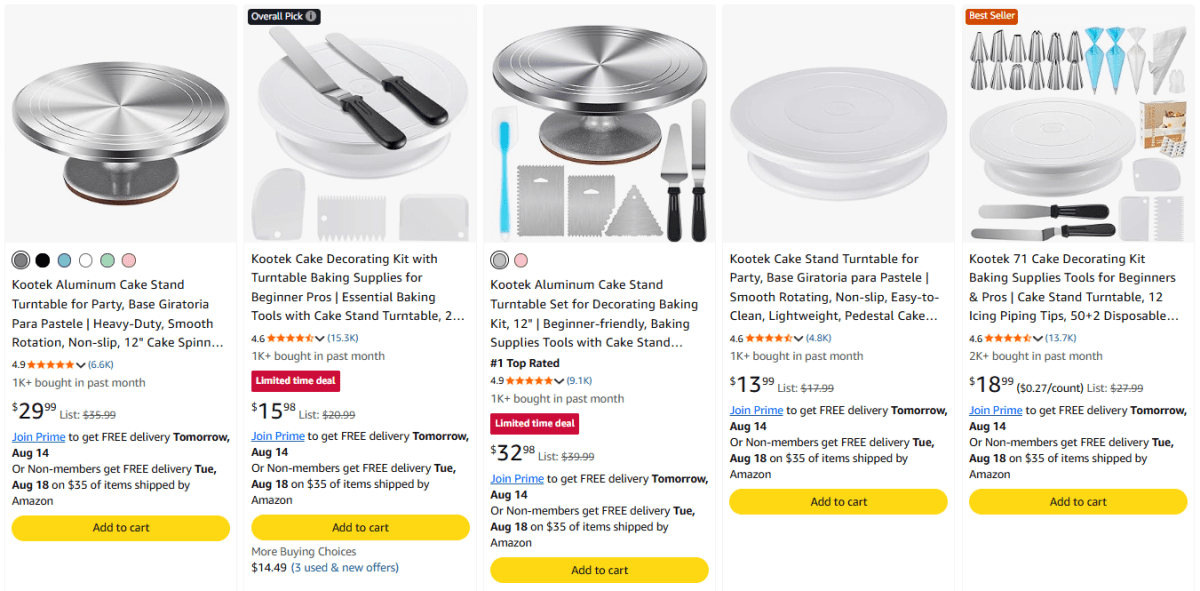 Cake Turntables product examples