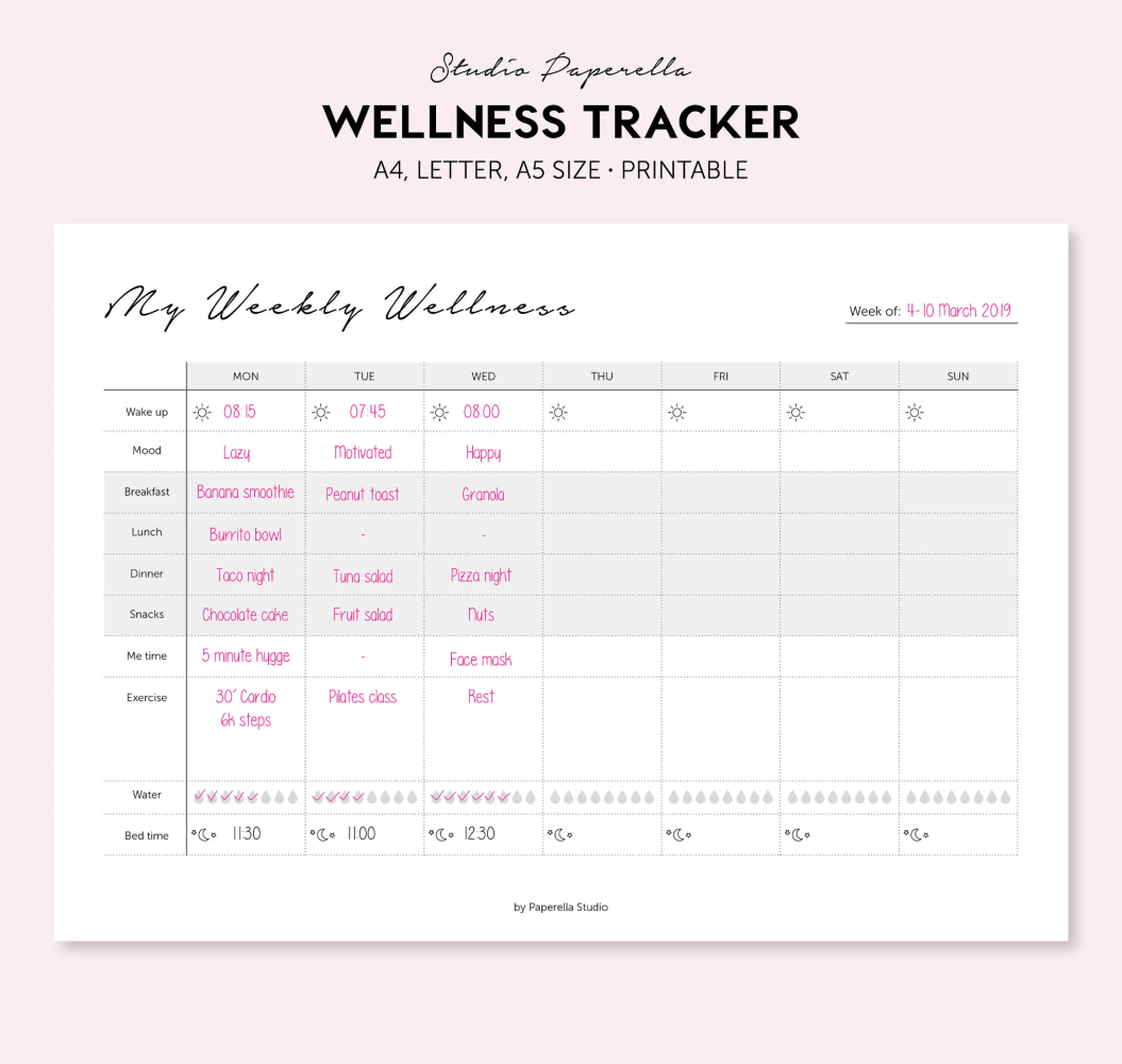 Kid wellness tracker product example