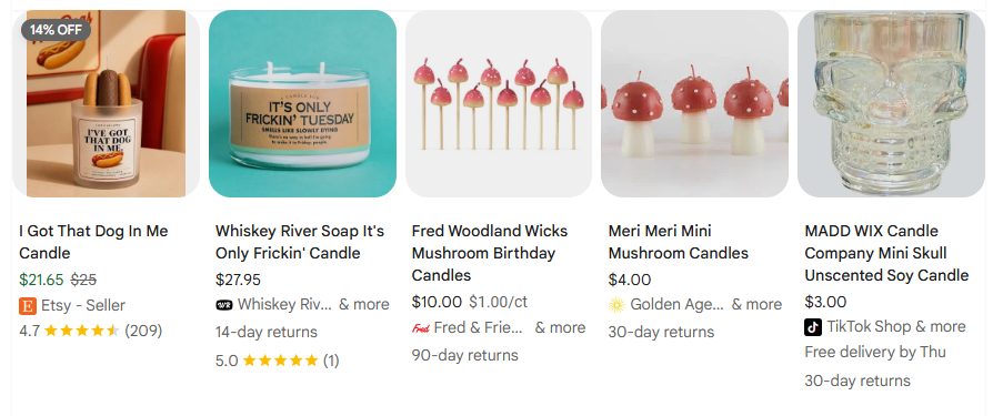 Bubble / Novelty Candles product example