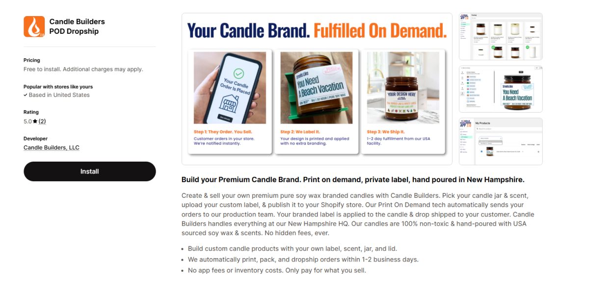 Candle Builders on Shopify App Listing
