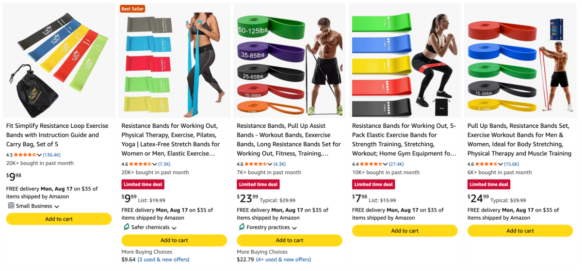 Resistance Bands product examples