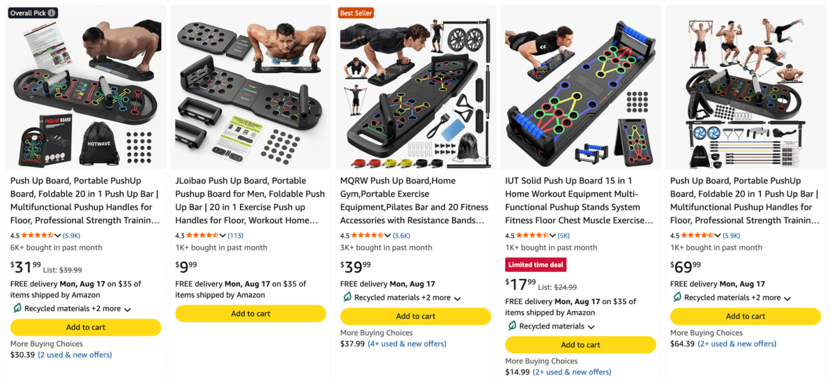 Push-Up Boards product examples