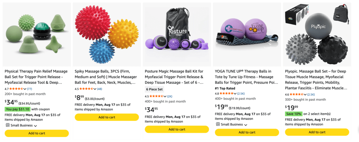 Massage Balls product examples