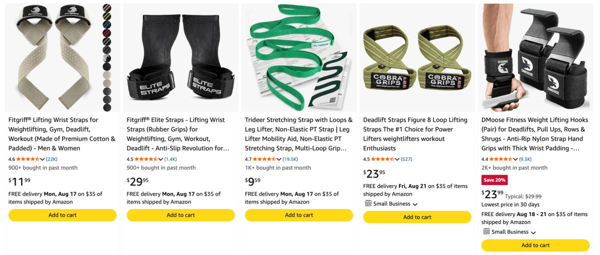 Lifting Straps product examples