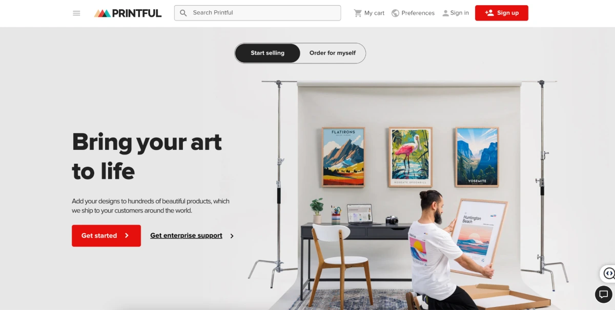 Printful homepage