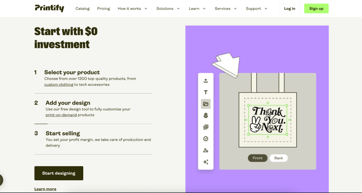 Printify homepage