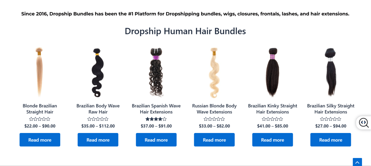 Dropship Bundles homepage