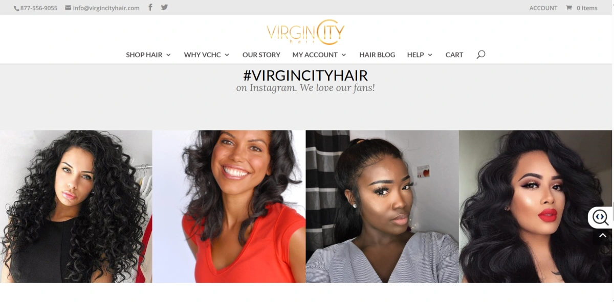 Virgin City Hair homepage