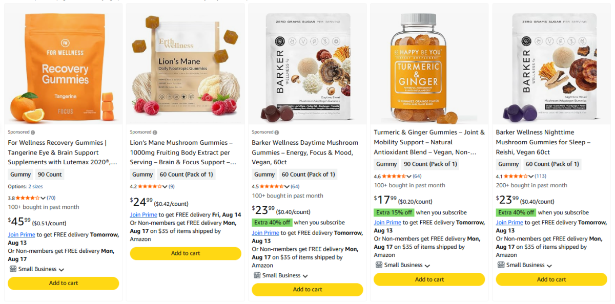 Herbal Wellness Gummies product examples