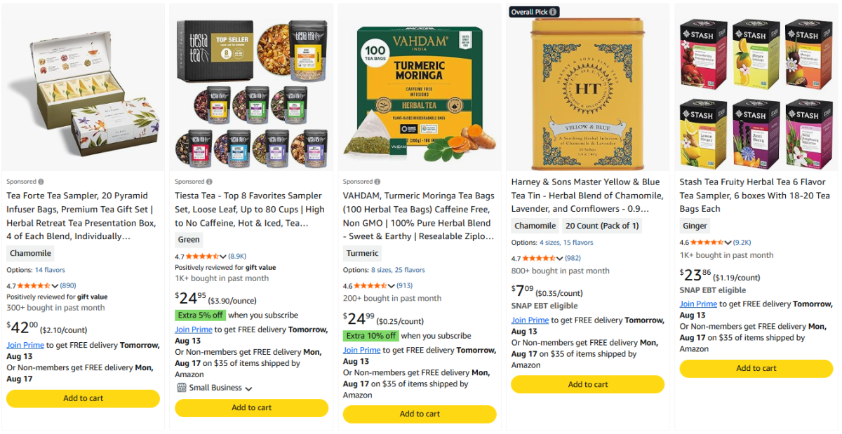 Herbal Tea Blends product examples