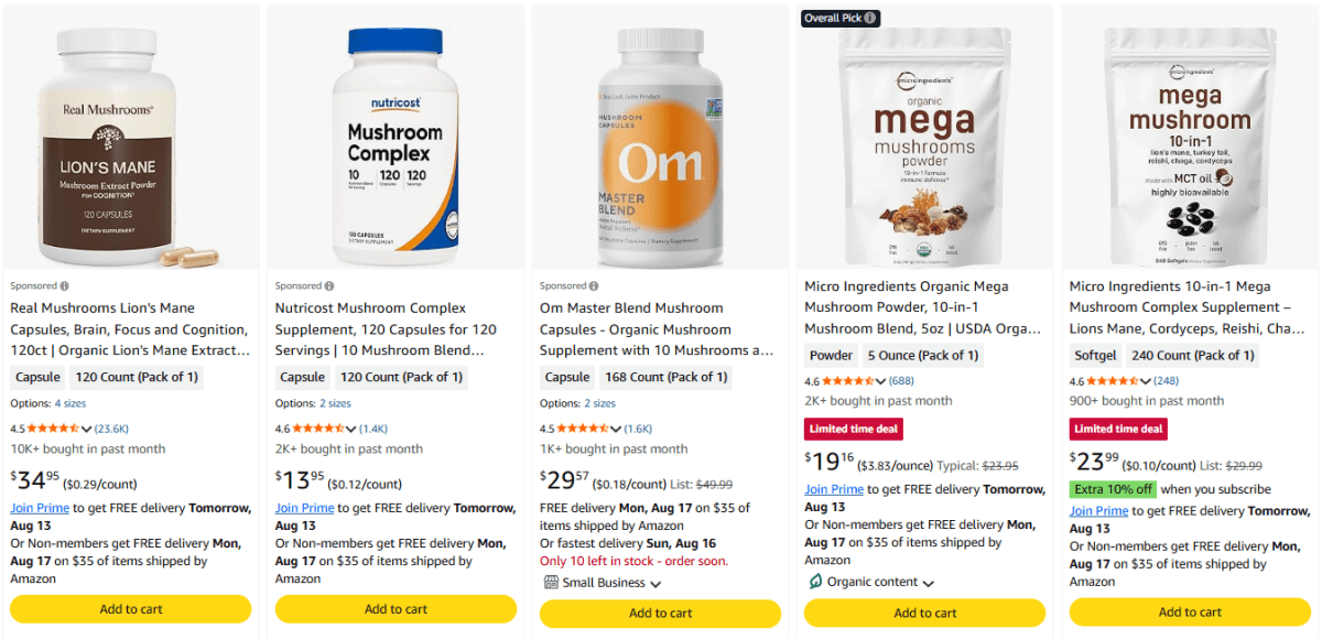 Functional Mushroom Blends product examples