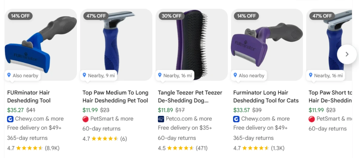 Deshedding Brush product example