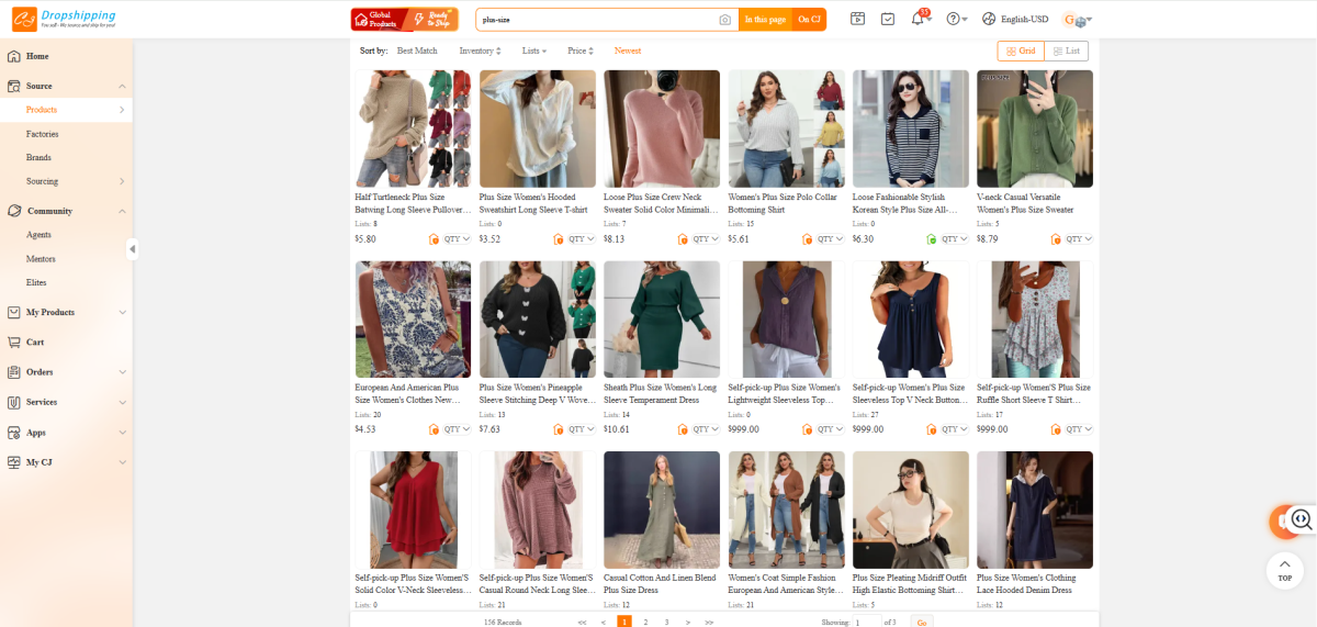 CJdropshipping product category page