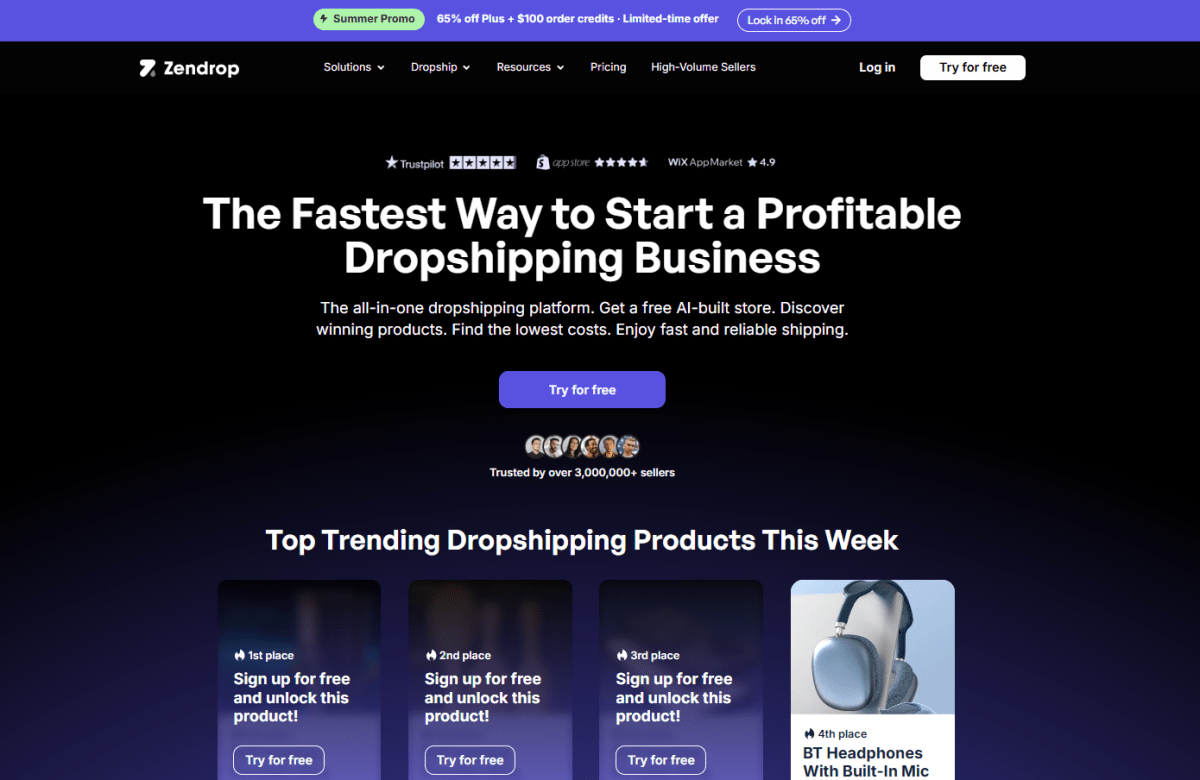 Zendrop homepage
