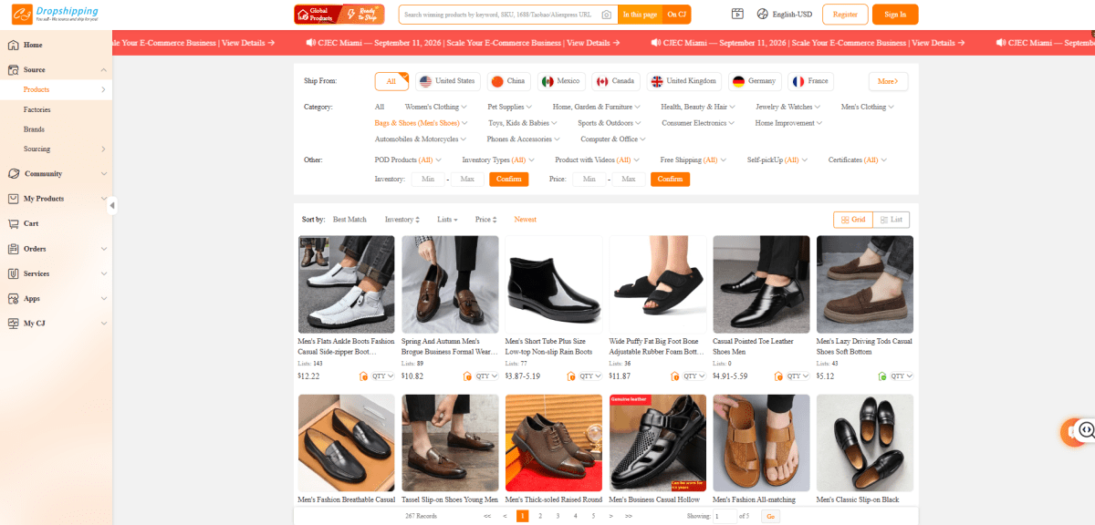 CJdropshipping homepage