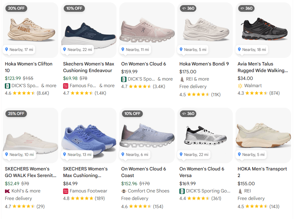 Walking and Comfort Shoes product examples