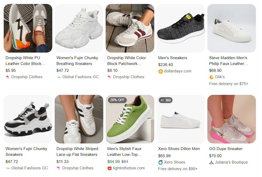Sneakers product examples
