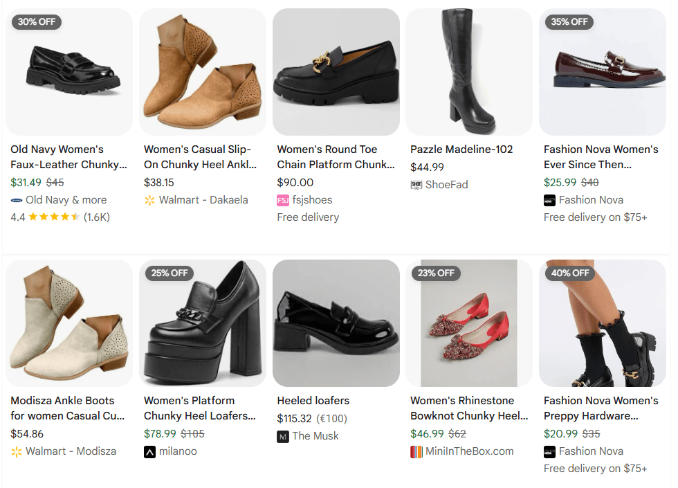 Fashion Shoes product examples