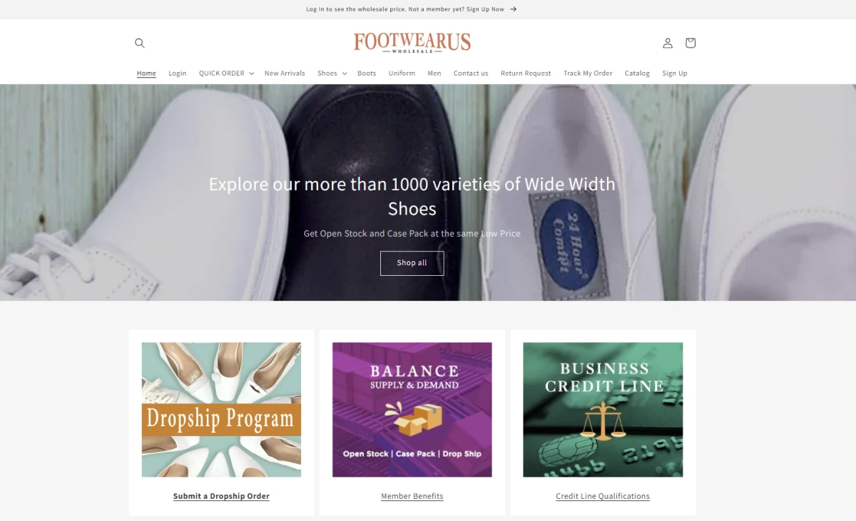 Footwear US homepage