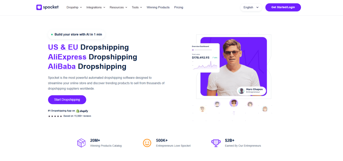 Spocket homepage