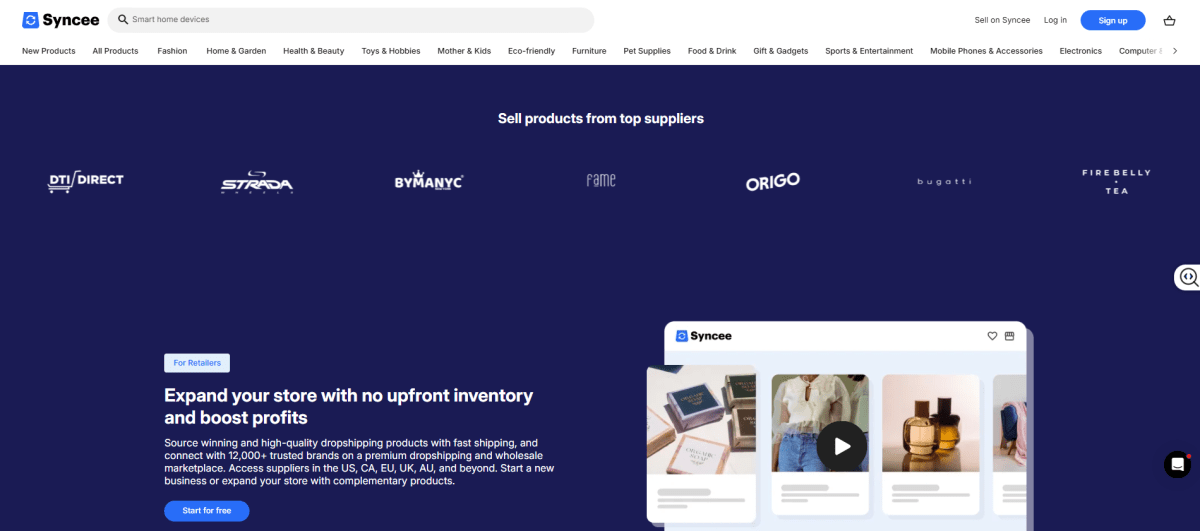 Syncee homepage
