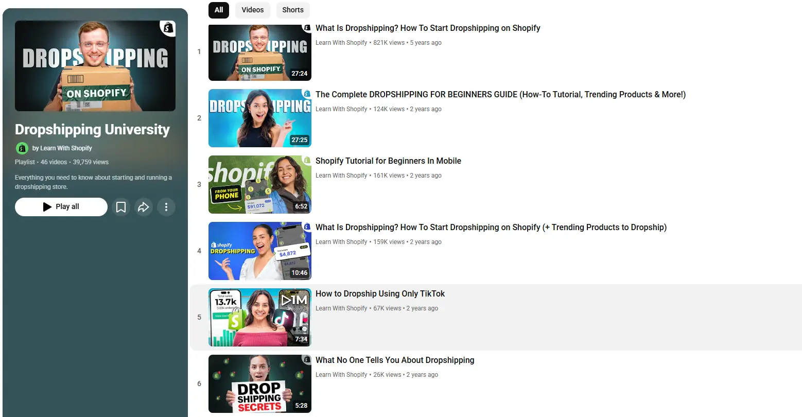 dropshipping university course