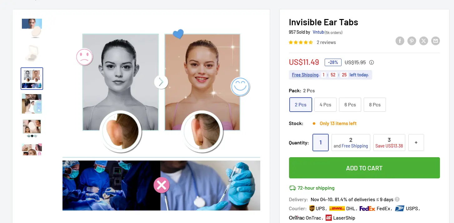 ear correction stickers