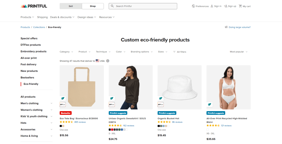 Printful homepage