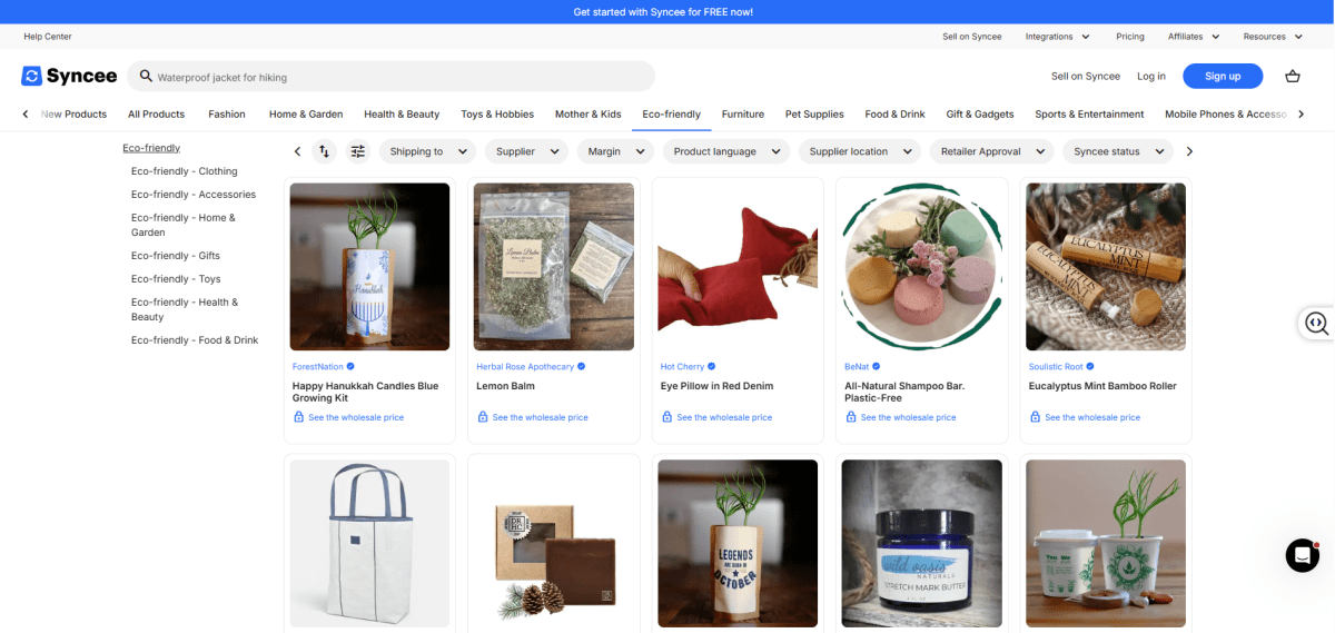 Syncee homepage
