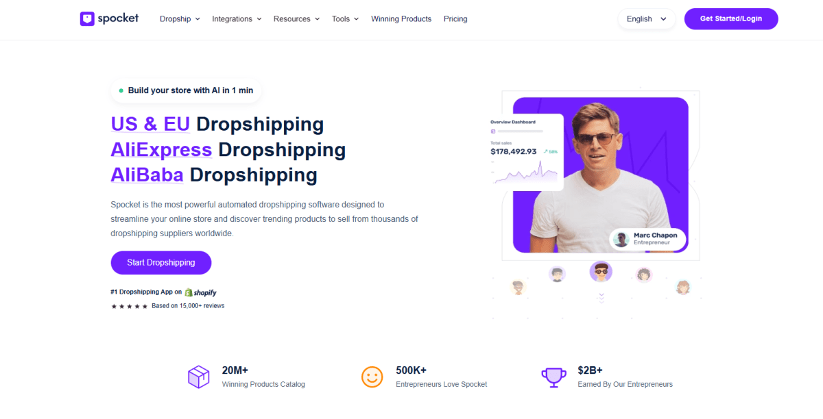 Spocket homepage