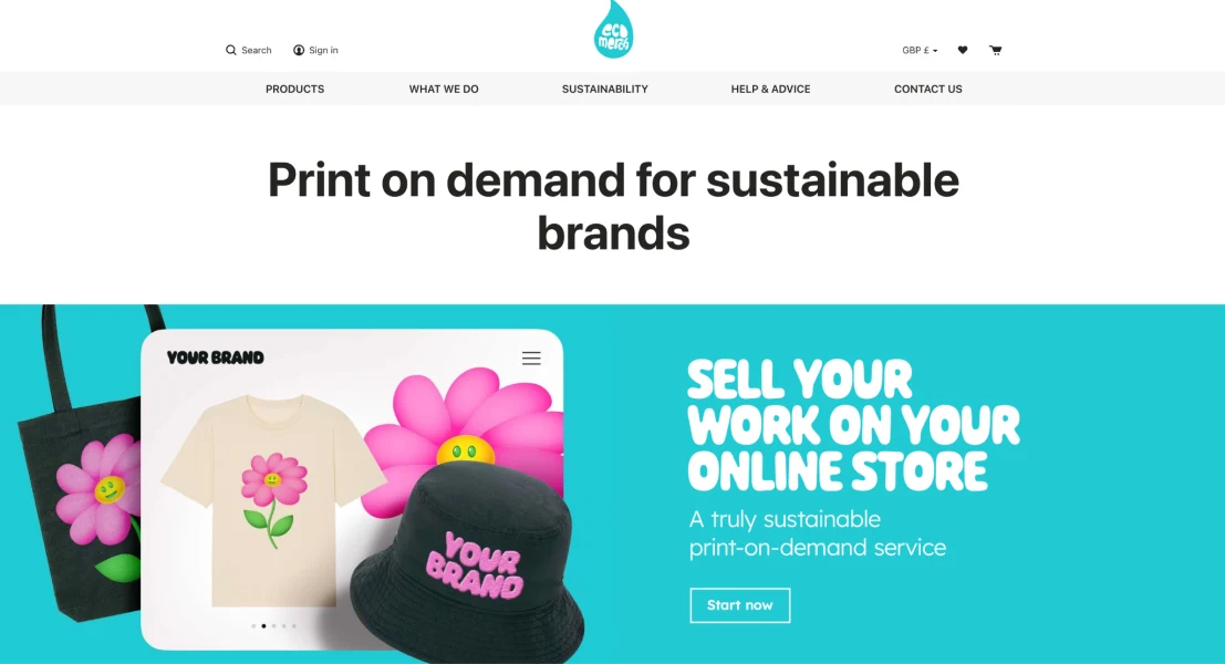 EcoMerch homepage