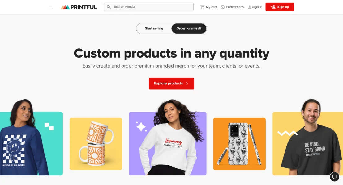 Printful homepage