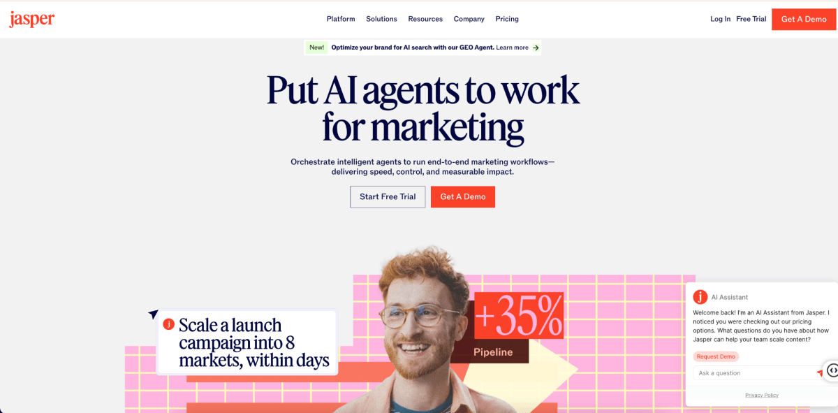 Jasper homepage screen