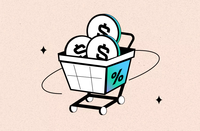 Shopping cart with percentage and dollar coins for ecommerce profit margins what’s a good margin in 2025 - by TrueProfit