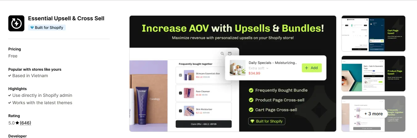 Essential Upsell & Cross Sell best upsell app for shopify