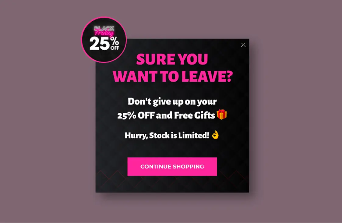 exit intent offer for BFCM