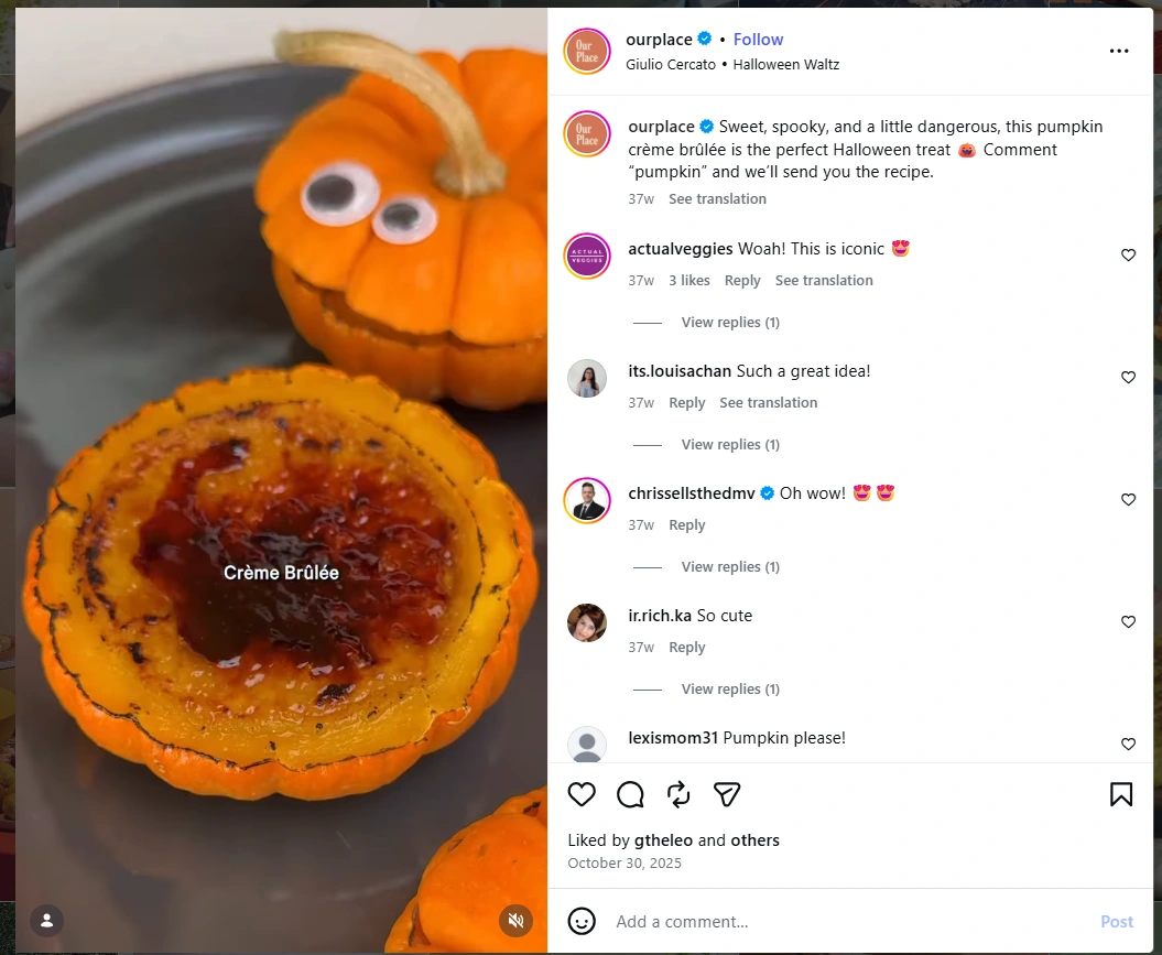 Our Place fall social media content