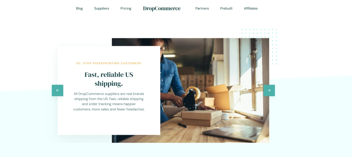 "DropCommerce supplier homepage"