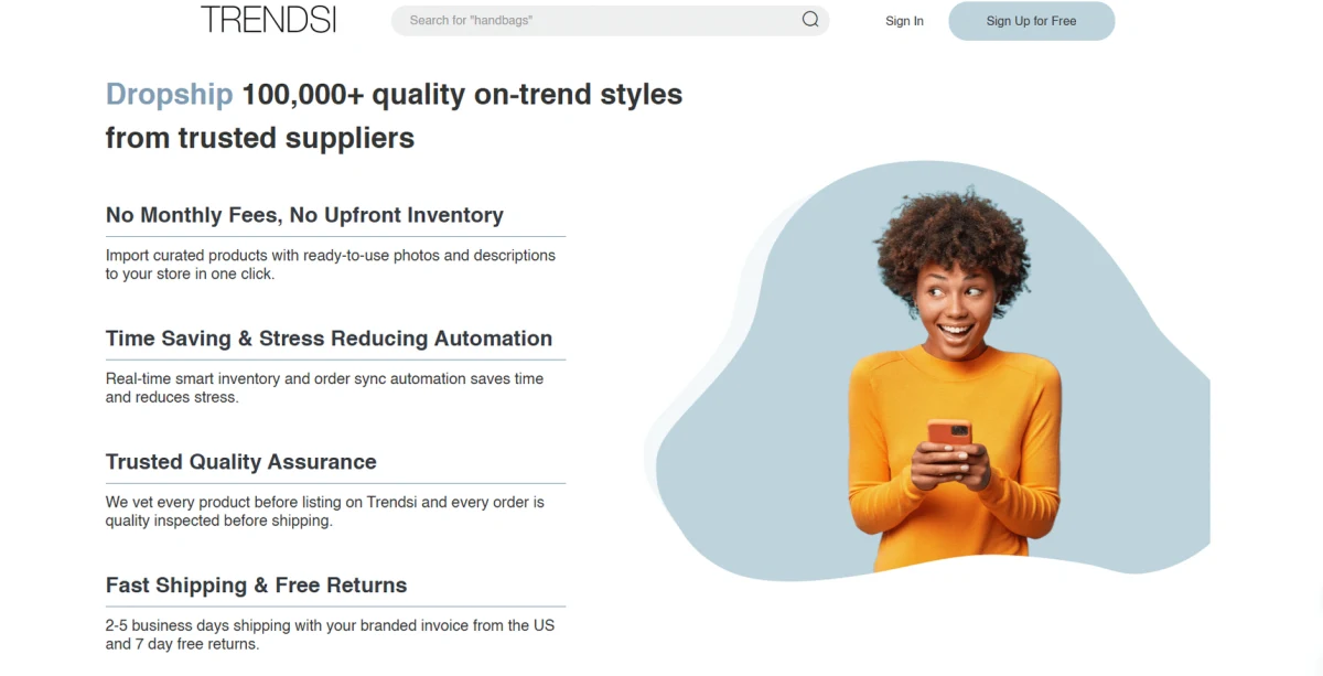 "Trendsi fashion supplier homepage"