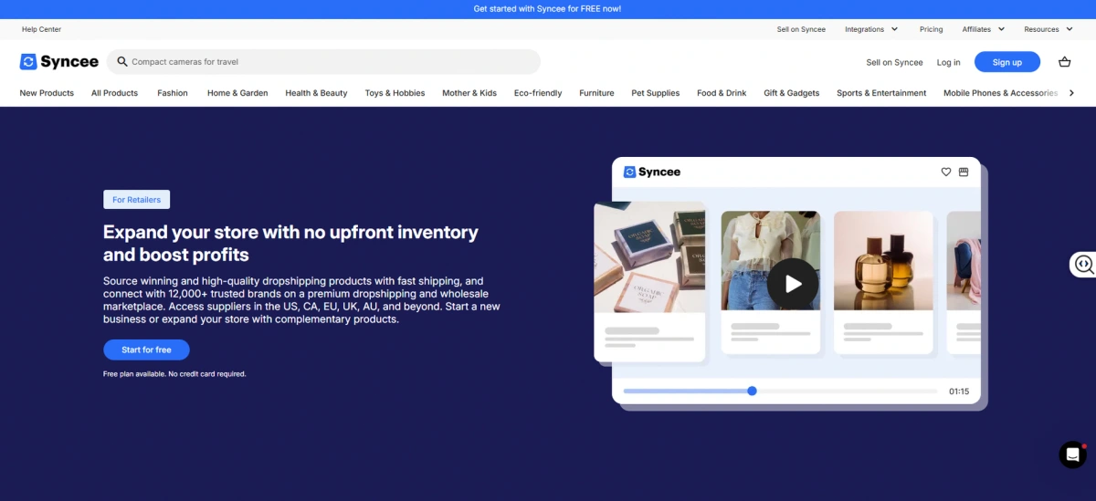 "Syncee supplier marketplace homepage"