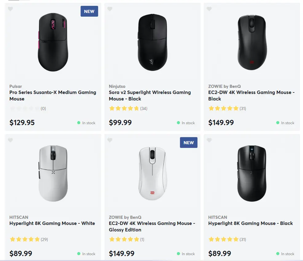 gaming accessories product pages