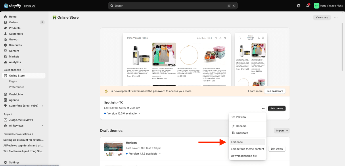 Shopify robots.txt.liquid file in theme code editor