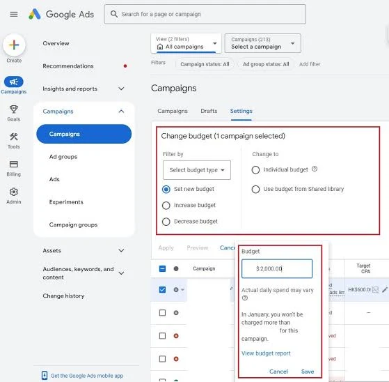 Set Your Campaign, Targeting, and Budget in Google Ads