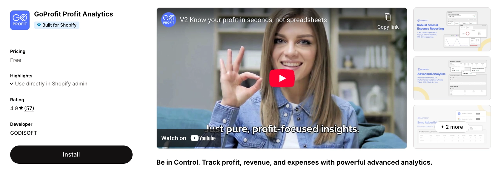 goprofit shopify analytics apps