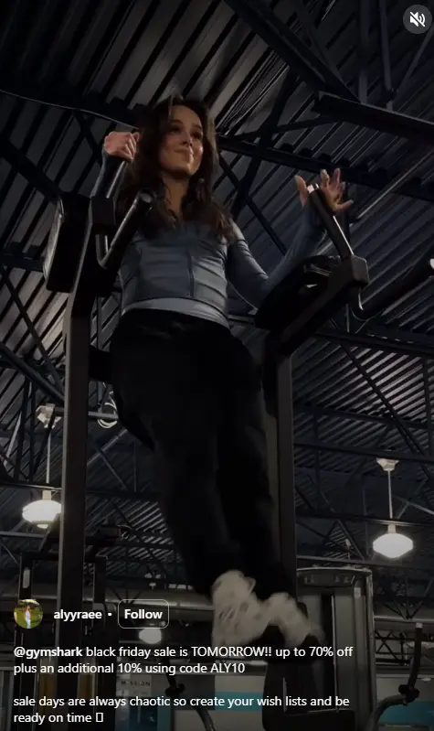 gymshark influencer campaign with Ally in Black Friday