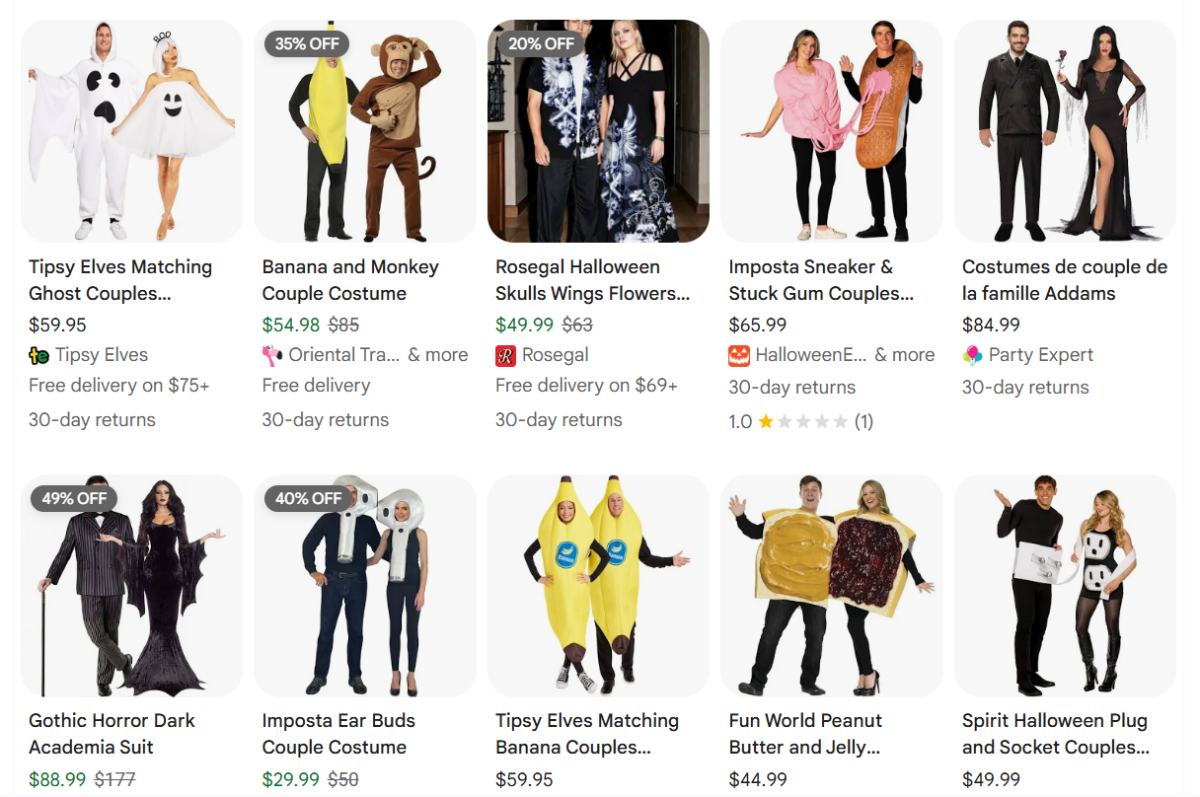Matching family/couple costume sets examples