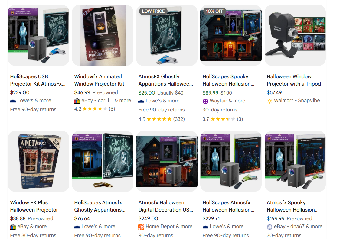 Holographic window projectors examples